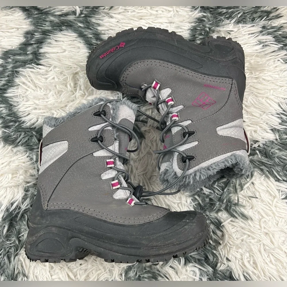 Columbia Kids Girls Gray Insulated Lind Snow Boots Waterproof Faux Fur Size 4
